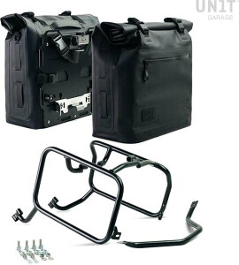 UNIT GARAGE ���j�b�g�K���[�W Unit Garage Two Khali side panniers in TPU 35L - 45L + Pair of aluminium plates with HUSQVARNA frame�C Black | 2xUG002+AL0C+3005-Black �T�C�h�o�b�O �ԑ̗p�o�b�O�E�P�[�X