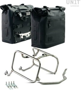 UNIT GARAGE ���j�b�g�K���[�W Unit Garage Two Khali side panniers in TPU 35L - 45L + Pair of aluminium plates with HUSQVARNA frame�C Silver | 2xUG002+AL0C+3005-Silver �T�C�h�o�b�O �ԑ̗p�o�b�O�E�P�[�X