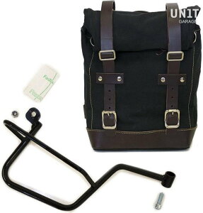 UNIT GARAGE ���j�b�g�K���[�W Unit Garage Side Pannier Canvas + Right Subframe Guzzi V7�C Black/Brown | U001+2213DX-Black-Brown �T�C�h�o�b�O �ԑ̗p�o�b�O�E�P�[�X