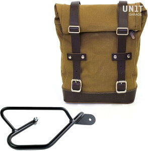 UNIT GARAGE ���j�b�g�K���[�W Unit Garage Side Pannier Canvas + Right Subframe Guzzi V9 Bobber�C Beige/Brown | U001+2250DX-Beige-Brown �T�C�h�o�b�O �ԑ̗p�o�b�O�E�P�[�X