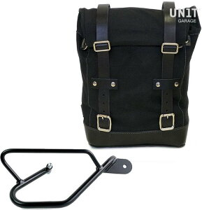 UNIT GARAGE ���j�b�g�K���[�W Unit Garage Side Pannier Canvas + Right Subframe Guzzi V9 Bobber�C Black/Black | U001+2250DX-Black-Black �T�C�h�o�b�O �ԑ̗p�o�b�O�E�P�[�X