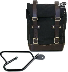 UNIT GARAGE ���j�b�g�K���[�W Unit Garage Side Pannier Canvas + Right Subframe Guzzi V9 Bobber�C Black/Brown | U001+2250DX-Black-Brown �T�C�h�o�b�O �ԑ̗p�o�b�O�E�P�[�X