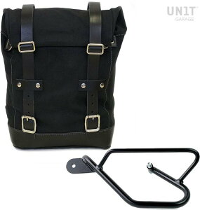 UNIT GARAGE ���j�b�g�K���[�W Unit Garage Side Pannier Canvas + Left Subframe Guzzi V9 Bobber�C Black/Black | U001+2250SX-Black-Black �T�C�h�o�b�O �ԑ̗p�o�b�O�E�P�[�X