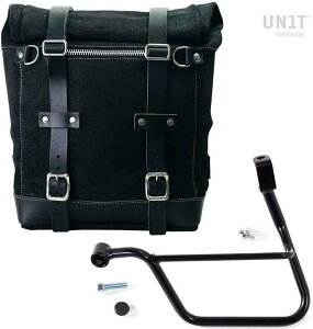 UNIT GARAGE ���j�b�g�K���[�W Unit Garage Waxed suede side pannier Scram 22L-30L + Left Subframe Triumph T100 (2017 until now)�C JetBlack | U202+1011SX-JetBlack �T�C�h�o�b�O �ԑ̗p�o�b�O�E�P�[�X