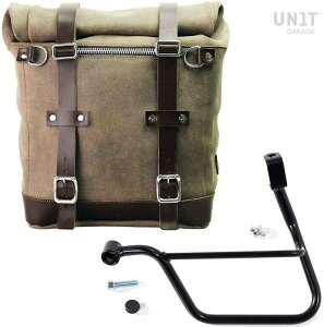 UNIT GARAGE ���j�b�g�K���[�W Unit Garage Waxed suede side pannier Scram 22L-30L + Left Subframe Triumph T100 (2017 until now)�C MossGrey | U202+1011SX-MossGrey �T�C�h�o�b�O �ԑ̗p�o�b�O�E�P�[�X