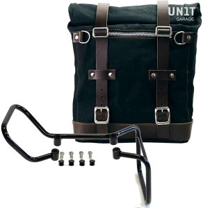 UNIT GARAGE ���j�b�g�K���[�W Unit Garage Canvas Side Pannier Scram 22L-30L + Subframe husqvarna vitpilen 701�C Black/Brown | U201+3001-Black-Brown �T�C�h�o�b�O �ԑ̗p�o�b�O�E�P�[�X