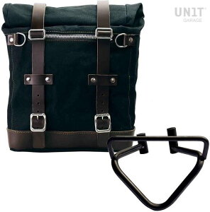 UNIT GARAGE ���j�b�g�K���[�W Unit Garage Canvas Side Pannier Scram 22L-30L + Left Subframe husqvarna 401 (2020 until now)�C Black/Brown | U201+3003SX-Black-Brown �T�C�h�o�b�O �ԑ̗p�o�b�O�E�P�[�X