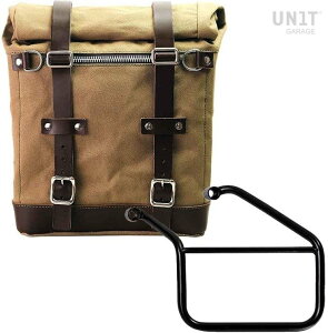 UNIT GARAGE ���j�b�g�K���[�W Unit Garage Canvas Side Pannier Scram 22L-30L + Left Subframe Triumph Trident 660�C Beige/Brown | U201+3500SX-Beige-Brown �T�C�h�o�b�O �ԑ̗p�o�b�O�E�P�[�X