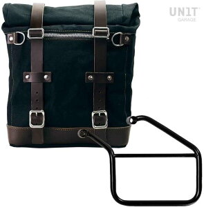 UNIT GARAGE ���j�b�g�K���[�W Unit Garage Canvas Side Pannier Scram 22L-30L + Left Subframe Triumph Trident 660�C Black/Brown | U201+3500SX-Black-Brown �T�C�h�o�b�O �ԑ̗p�o�b�O�E�P�[�X