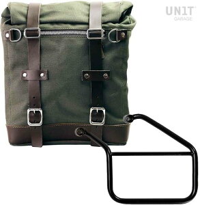 UNIT GARAGE ���j�b�g�K���[�W Unit Garage Canvas Side Pannier Scram 22L-30L + Left Subframe Triumph Trident 660�C Green/Brown | U201+3500SX-Green-Brown �T�C�h�o�b�O �ԑ̗p�o�b�O�E�P�[�X