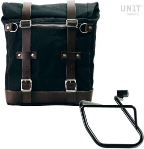 UNIT GARAGE ���j�b�g�K���[�W Unit Garage Canvas Side Pannier Scram 22L-30L + Left Subframe BMW CE 04�C Black/Brown | U201+3700SX-Black-Brown �T�C�h�o�b�O �ԑ̗p�o�b�O�E�P�[�X