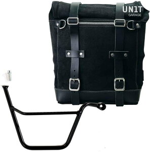 UNIT GARAGE ���j�b�g�K���[�W Unit Garage Waxed suede side pannier Scram 22L-30L + Right Subframe Triumph T100 Bonneville (2001-2016)�C JetBlack | U202+1005DX-JetBlack �T�C�h�o�b�O �ԑ̗p�o�b�O�E�P�[�X