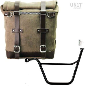 UNIT GARAGE ���j�b�g�K���[�W Unit Garage Waxed suede side pannier Scram 22L-30L + Left Subframe Triumph Bonneville T100 (2001-2016)�C MossGrey | U202+1005SX-MossGrey �T�C�h�o�b�O �ԑ̗p�o�b�O�E�P�[�X