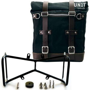 UNIT GARAGE ���j�b�g�K���[�W Unit Garage Canvas Side Pannier Scram 22L-30L + Symmetrical Double Subframe NineT�C Black/Brown | U201+1632+A2-Black-Brown �T�C�h�o�b�O �ԑ̗p�o�b�O�E�P�[�X