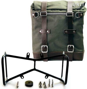 UNIT GARAGE ���j�b�g�K���[�W Unit Garage Canvas Side Pannier Scram 22L-30L + Symmetrical Double Subframe NineT�C Green/Brown | U201+1632+A2-Green-Brown �T�C�h�o�b�O �ԑ̗p�o�b�O�E�P�[�X