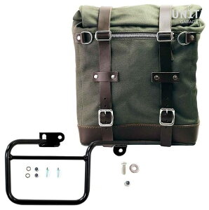 UNIT GARAGE ���j�b�g�K���[�W Unit Garage Canvas Side Pannier Scram 22L-30L + Subframe K Series�C Green/Brown | U201+1806-Green-Brown �T�C�h�o�b�O �ԑ̗p�o�b�O�E�P�[�X