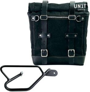 UNIT GARAGE ���j�b�g�K���[�W Unit Garage Canvas Side Pannier Scram 22L-30L + Right Subframe Guzzi V9 Bobber�C Black/Black | U201+2250DX-Black-Black �T�C�h�o�b�O �ԑ̗p�o�b�O�E�P�[�X