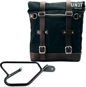 UNIT GARAGE ���j�b�g�K���[�W Unit Garage Canvas Side Pannier Scram 22L-30L + Right Subframe Guzzi V9 Bobber�C Black/Brown | U201+2250DX-Black-Brown �T�C�h�o�b�O �ԑ̗p�o�b�O�E�P�[�X