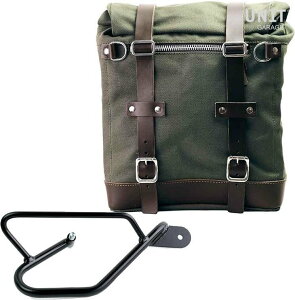 UNIT GARAGE ���j�b�g�K���[�W Unit Garage Canvas Side Pannier Scram 22L-30L + Right Subframe Guzzi V9 Bobber�C Green/Brown | U201+2250DX-Green-Brown �T�C�h�o�b�O �ԑ̗p�o�b�O�E�P�[�X