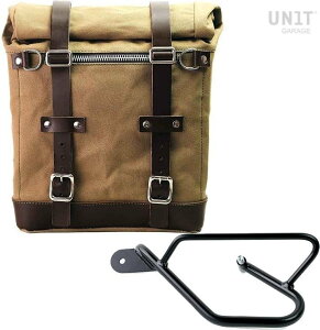 UNIT GARAGE ���j�b�g�K���[�W Unit Garage Canvas Side Pannier Scram 22L-30L + Left Subframe Guzzi V9 Bobber�C Beige/Brown | U201+2250SX-Beige-Brown �T�C�h�o�b�O �ԑ̗p�o�b�O�E�P�[�X