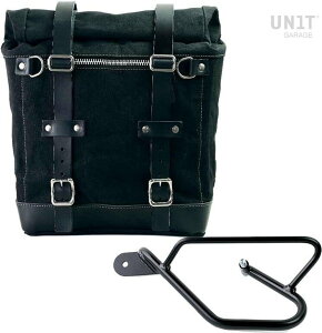 UNIT GARAGE ���j�b�g�K���[�W Unit Garage Canvas Side Pannier Scram 22L-30L + Left Subframe Guzzi V9 Bobber�C Black/Black | U201+2250SX-Black-Black �T�C�h�o�b�O �ԑ̗p�o�b�O�E�P�[�X