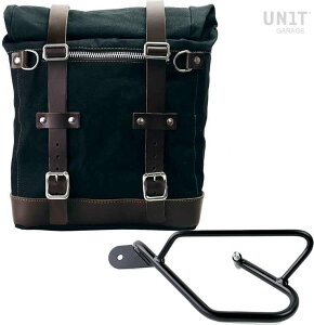UNIT GARAGE ���j�b�g�K���[�W Unit Garage Canvas Side Pannier Scram 22L-30L + Left Subframe Guzzi V9 Bobber�C Black/Brown | U201+2250SX-Black-Brown �T�C�h�o�b�O �ԑ̗p�o�b�O�E�P�[�X