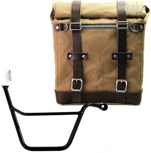 UNIT GARAGE ���j�b�g�K���[�W Unit Garage Canvas Side Pannier Scram 22L-30L + Right Subframe Triumph T100 Bonneville (2001-2016)�C Beige/Brown | U201+1005DX-Beige-Brown �T�C�h�o�b�O �ԑ̗p�o�b�O�E�P�[�X