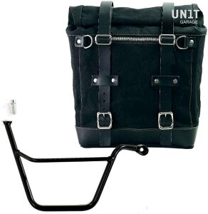 UNIT GARAGE ���j�b�g�K���[�W Unit Garage Canvas Side Pannier Scram 22L-30L + Right Subframe Triumph T100 Bonneville (2001-2016)�C Black/Black | U201+1005DX-Black-Black �T�C�h�o�b�O �ԑ̗p�o�b�O�E�P�[�X