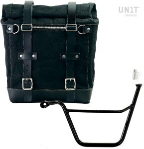 UNIT GARAGE ���j�b�g�K���[�W Unit Garage Canvas Side Pannier Scram 22L-30L + Left Subframe Triumph Bonneville T100 (2001-2016)�C Black/Black | U201+1005SX-Black-Black �T�C�h�o�b�O �ԑ̗p�o�b�O�E�P�[�X