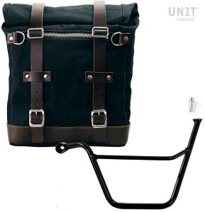 UNIT GARAGE ���j�b�g�K���[�W Unit Garage Canvas Side Pannier Scram 22L-30L + Left Subframe Triumph Bonneville T100 (2001-2016)�C Black/Brown | U201+1005SX-Black-Brown �T�C�h�o�b�O �ԑ̗p�o�b�O�E�P�[�X