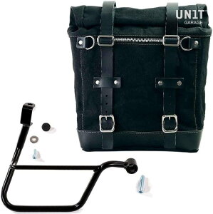 UNIT GARAGE ���j�b�g�K���[�W Unit Garage Canvas Side Pannier Scram 22L-30L + Right Subframe Triumph T100 (2017 until now)�C Black/Black | U201+1011DX-Black-Black �T�C�h�o�b�O �ԑ̗p�o�b�O�E�P�[�X