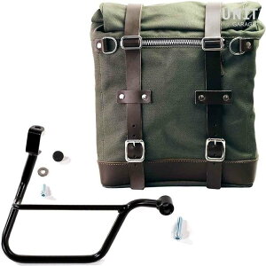 UNIT GARAGE ���j�b�g�K���[�W Unit Garage Canvas Side Pannier Scram 22L-30L + Right Subframe Triumph T100 (2017 until now)�C Green/Brown | U201+1011DX-Green-Brown �T�C�h�o�b�O �ԑ̗p�o�b�O�E�P�[�X