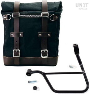 UNIT GARAGE ���j�b�g�K���[�W Unit Garage Canvas Side Pannier Scram 22L-30L + Left Subframe Triumph T100 (2017 until now)�C Black/Brown | U201+1011SX-Black-Brown �T�C�h�o�b�O �ԑ̗p�o�b�O�E�P�[�X