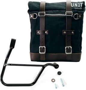 UNIT GARAGE ���j�b�g�K���[�W Unit Garage Canvas Side Pannier Scram 22L-30L + Right Subframe Triumph Street 900 Series (2017 until now)�C Black/Brown | U201+1013DX-Black-Brown �T�C�h�o�b�O �ԑ̗p�o�b�O�E�P�[�X