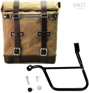 UNIT GARAGE ���j�b�g�K���[�W Unit Garage Canvas Side Pannier Scram 22L-30L + Left Subframe Triumph Street 900 Series (2017 until now)�C Beige/Brown | U201+1013SX-Beige-Brown �T�C�h�o�b�O �ԑ̗p�o�b�O�E�P�[�X