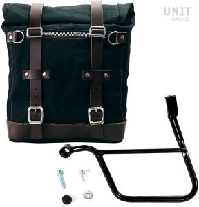 UNIT GARAGE ���j�b�g�K���[�W Unit Garage Canvas Side Pannier Scram 22L-30L + Left Subframe Triumph Street 900 Series (2017 until now)�C Black/Brown | U201+1013SX-Black-Brown �T�C�h�o�b�O �ԑ̗p�o�b�O�E�P�[�X