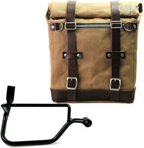 UNIT GARAGE ���j�b�g�K���[�W Unit Garage Canvas Side Pannier Scram 22L-30L + Right Subframe Triumph Street Twin 900 (2016 until now)�C Beige/Brown | U201+1017DX-Beige-Brown �T�C�h�o�b�O �ԑ̗p�o�b�O�E�P�[�X