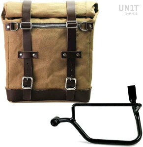 UNIT GARAGE ���j�b�g�K���[�W Unit Garage Canvas Side Pannier Scram 22L-30L + Left Subframe Triumph Street Twin 900 (2016 until now)�C Beige/Brown | U201+1017SX-Beige-Brown �T�C�h�o�b�O �ԑ̗p�o�b�O�E�P�[�X