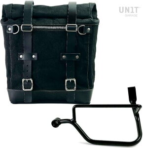 UNIT GARAGE ���j�b�g�K���[�W Unit Garage Canvas Side Pannier Scram 22L-30L + Left Subframe Triumph Street Twin 900 (2016 until now)�C Black/Black | U201+1017SX-Black-Black �T�C�h�o�b�O �ԑ̗p�o�b�O�E�P�[�X