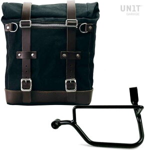 UNIT GARAGE ���j�b�g�K���[�W Unit Garage Canvas Side Pannier Scram 22L-30L + Left Subframe Triumph Street Twin 900 (2016 until now)�C Black/Brown | U201+1017SX-Black-Brown �T�C�h�o�b�O �ԑ̗p�o�b�O�E�P�[�X