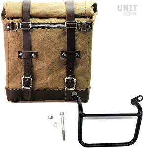 UNIT GARAGE ���j�b�g�K���[�W Unit Garage Canvas Side Pannier Scram 22L-30L + Left Subframe Triumph Scrambler 1200 XC_XE (2019 until now)�C Beige/Brown | U201+1019SX-Beige-Brown �T�C�h�o�b�O �ԑ̗p�o�b�O�E�P�[�X