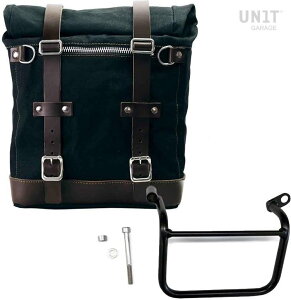 UNIT GARAGE ���j�b�g�K���[�W Unit Garage Canvas Side Pannier Scram 22L-30L + Left Subframe Triumph Scrambler 1200 XC_XE (2019 until now)�C Black/Brown | U201+1019SX-Black-Brown �T�C�h�o�b�O �ԑ̗p�o�b�O�E�P�[�X
