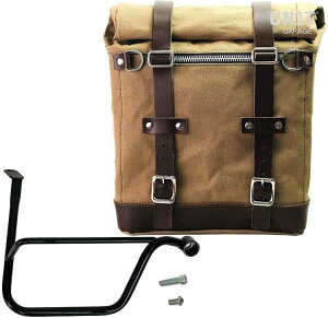 UNIT GARAGE ���j�b�g�K���[�W Unit Garage Canvas Side Pannier Scram 22L-30L + Right Subframe Triumph Thruxton & R 1200 (2016 until now)�C Beige/Brown | U201+1020DX-Beige-Brown �T�C�h�o�b�O �ԑ̗p�o�b�O�E�P�[�X