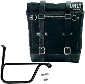 UNIT GARAGE ���j�b�g�K���[�W Unit Garage Canvas Side Pannier Scram 22L-30L + Right Subframe Triumph Thruxton & R 1200 (2016 until now)�C Black/Black | U201+1020DX-Black-Black �T�C�h�o�b�O �ԑ̗p�o�b�O�E�P�[�X