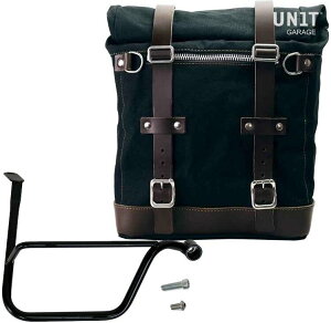 UNIT GARAGE ���j�b�g�K���[�W Unit Garage Canvas Side Pannier Scram 22L-30L + Right Subframe Triumph Thruxton & R 1200 (2016 until now)�C Black/Brown | U201+1020DX-Black-Brown �T�C�h�o�b�O �ԑ̗p�o�b�O�E�P�[�X