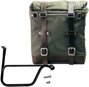 UNIT GARAGE ���j�b�g�K���[�W Unit Garage Canvas Side Pannier Scram 22L-30L + Right Subframe Triumph Thruxton & R 1200 (2016 until now)�C Green/Brown | U201+1020DX-Green-Brown �T�C�h�o�b�O �ԑ̗p�o�b�O�E�P�[�X