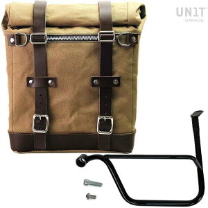UNIT GARAGE ���j�b�g�K���[�W Unit Garage Canvas Side Pannier Scram 22L-30L + Left Subframe Triumph Thruxton & R 1200 (2016 until now)�C Beige/Brown | U201+1020SX-Beige-Brown �T�C�h�o�b�O �ԑ̗p�o�b�O�E�P�[�X