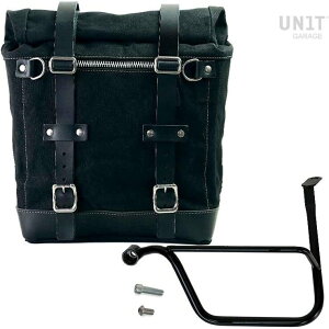 UNIT GARAGE ���j�b�g�K���[�W Unit Garage Canvas Side Pannier Scram 22L-30L + Left Subframe Triumph Thruxton & R 1200 (2016 until now)�C Black/Brown | U201+1020SX-Black-Brown �T�C�h�o�b�O �ԑ̗p�o�b�O�E�P�[�X