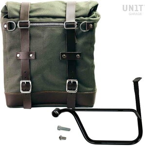 UNIT GARAGE ���j�b�g�K���[�W Unit Garage Canvas Side Pannier Scram 22L-30L + Left Subframe Triumph Thruxton & R 1200 (2016 until now)�C Green/Brown | U201+1020SX-Green-Brown �T�C�h�o�b�O �ԑ̗p�o�b�O�E�P�[�X