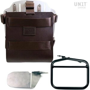 UNIT GARAGE ���j�b�g�K���[�W Unit Garage Carrying system in aluminum with adjustable leather front�C Quick Release System and right frame�C Brown/Silver | U085+U000+1007DX-Brown-Silver �o�b�O�E�{�b�N�X���t���X�e�[ �ԑ̗p�o�b